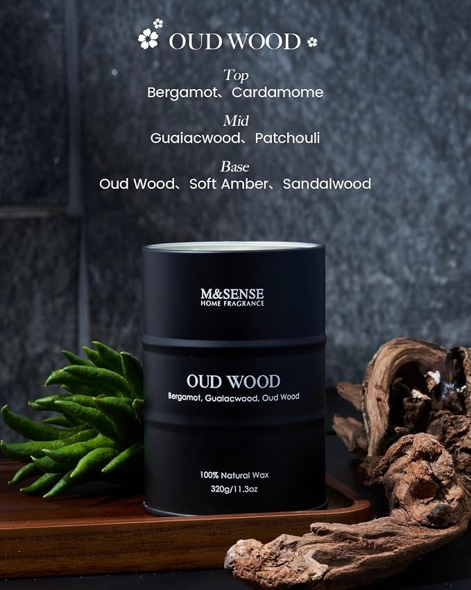 M&SENSE Oud Wood Scented Candles Christmas Decor, Natural Soy Wax Hoilday Candle - Image 5