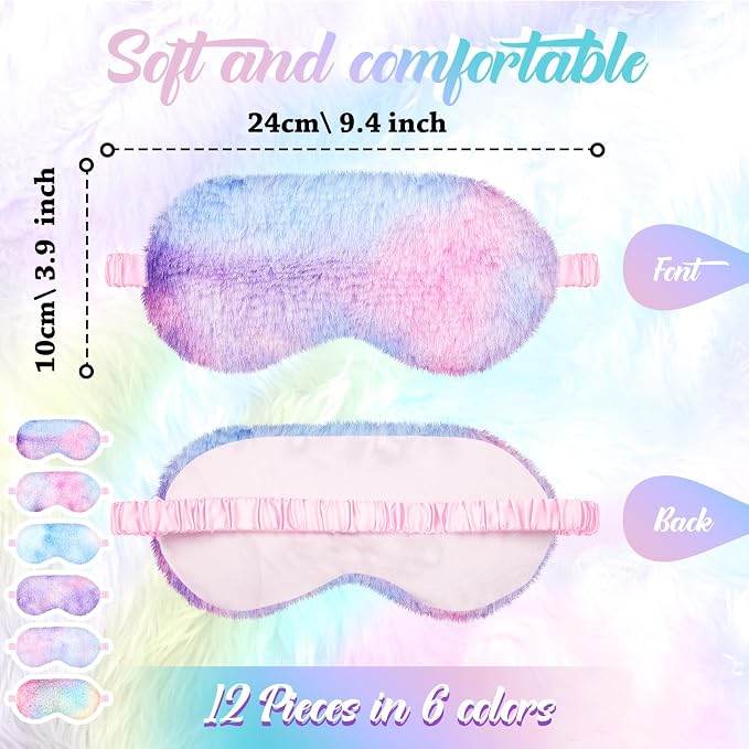 Cuffbow 12 Pcs Plush Sleeping Eye Masks Bulk Comfortable Sleep Eye Cover Mask - Image 2