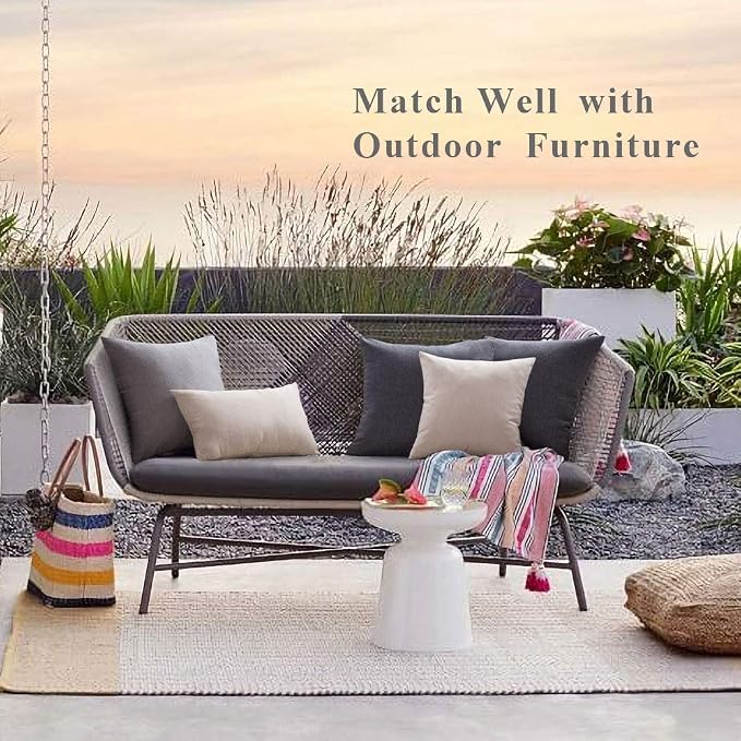 MIULEE Pack of 2 Decorative Outdoor Solid Waterproof Throw Pillow Covers Faux - Image 5