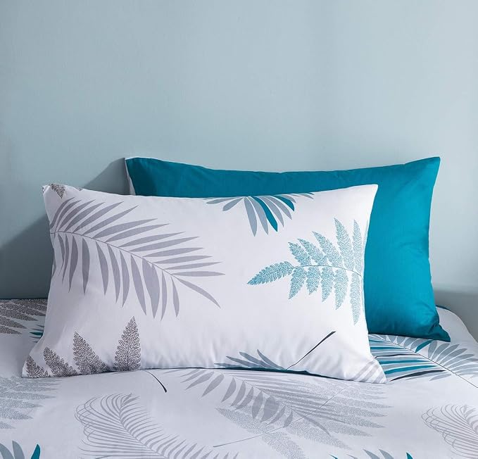 Duvet Cover Set, 600 Thread Count Cotton White Leaf Floral Pattern Print - Image 5