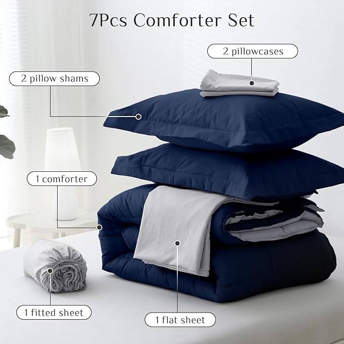 JOLLYVOGUE King Comforter Set, Ultra-Soft Bed in a Bag King Size 7 Pieces - Image 5