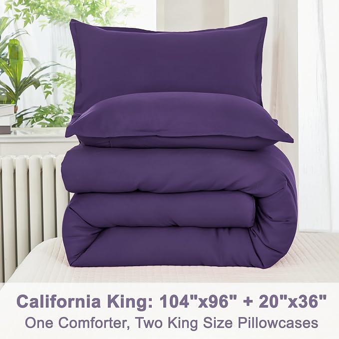 Litanika Dark Violet Purple Comforter Set California King Size, 3 Pieces Cal - Image 8