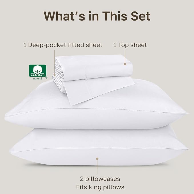 Luxury White California King Size Bed Sheets Set - Image 4