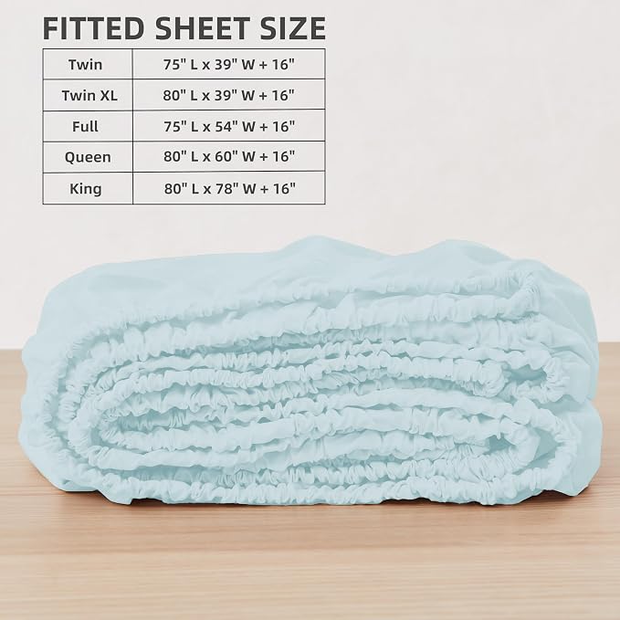 HBHLFZ Twin Fitted Sheet Only, Soft Breathable Bottom Sheet - Image 2