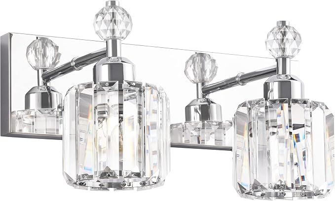 PRESDE Modern Crystal Chrome 2 Light Bathroom Vanity Light by HOME