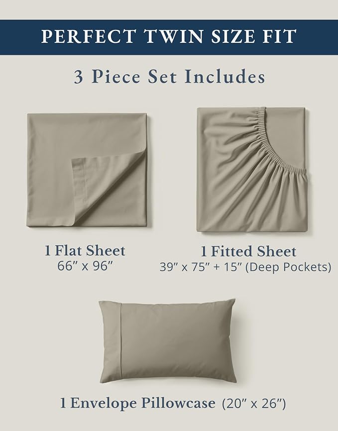 LANE LINEN 100% Organic Cotton Sheets Twin Size, Soft & Comfy Mercerized Fully - Image 4