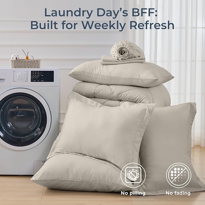 HEVUMYI Linen King Comforter Set - Image 7