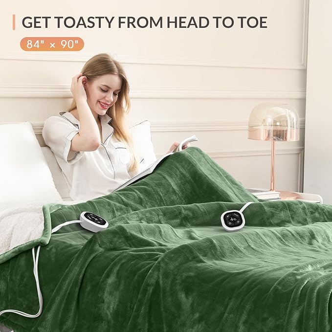 HOMLYNS LuxeHeat Heated Blanket Electric Blanket Queen Size, Soft Flannel - Image 3