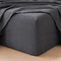 MooMee Fitted Bottom Sheet Only 100% Washed Cotton Linen Like Textured by MOOMEE
