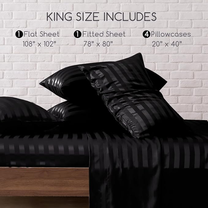 MR&HM Satin Bed Sheets, King Size Sheets Set - Image 2