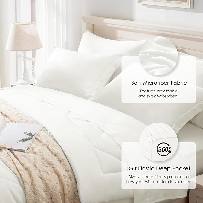 Love's cabin California King Comforter Set Ivory, 7 Pieces California King Bed - Image 5