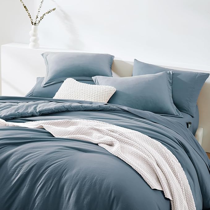 WRENSONGE Full Size Comforter Sets, 7 Pieces Oxford Blue Bed in a Bag - Image 4