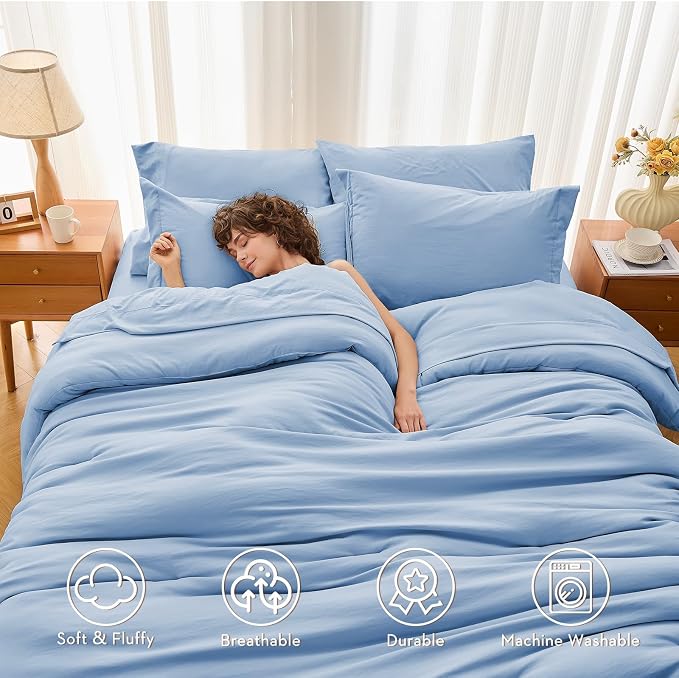 MUXHOMO 7 Pieces California King Comforter Set, Soft Bed in a Bag Cal King Size - Image 2