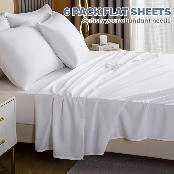 Lavisun Twin Flat Sheets Only, 6 Pack Soft Brushed Microfiber Bedding Sheets - Image 6
