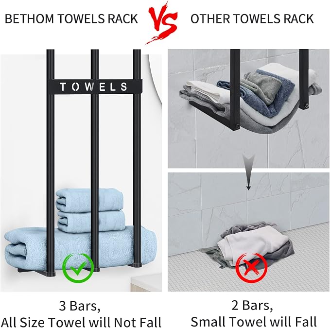 Towel Racks for Bathroom, 30 Inch Towel Rack for Rolled Towels, Wall Mounted - Image 2