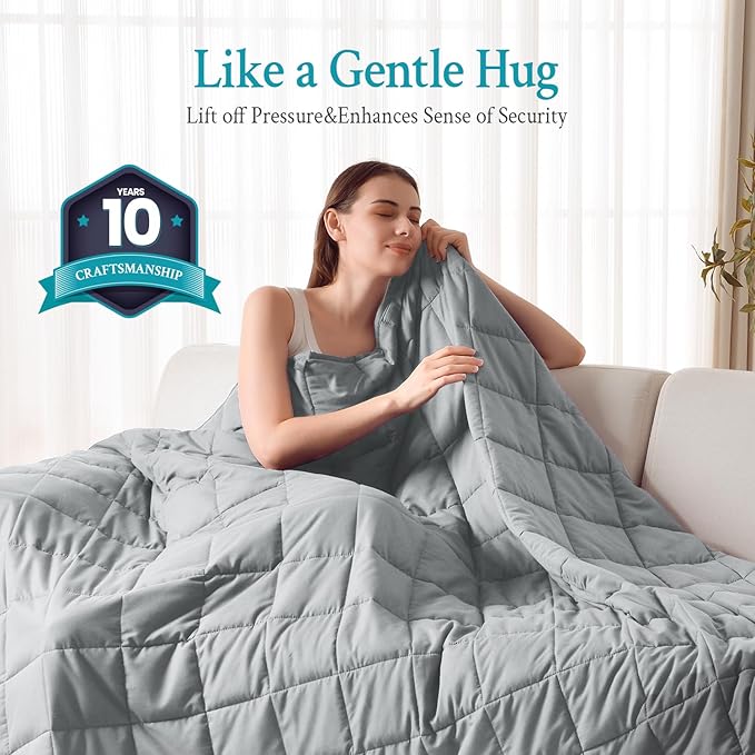 Topblan Weighted Blanket 10 pounds, Soft Cooling Weighted Blanket Twin Size - Image 2