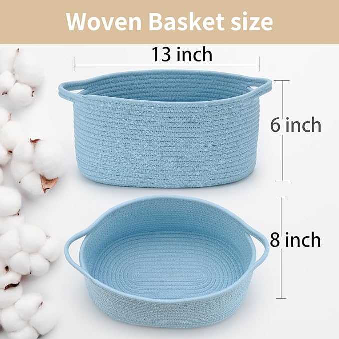 Happyiren Baby Blue Cute Woven Storage Basket - Image 3