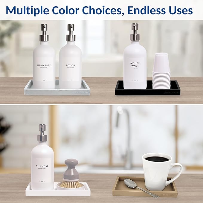 Spacewiser Countertop and Vanity Tray – Small 7.7" Silicone Soap Dispenser Trays - Image 9