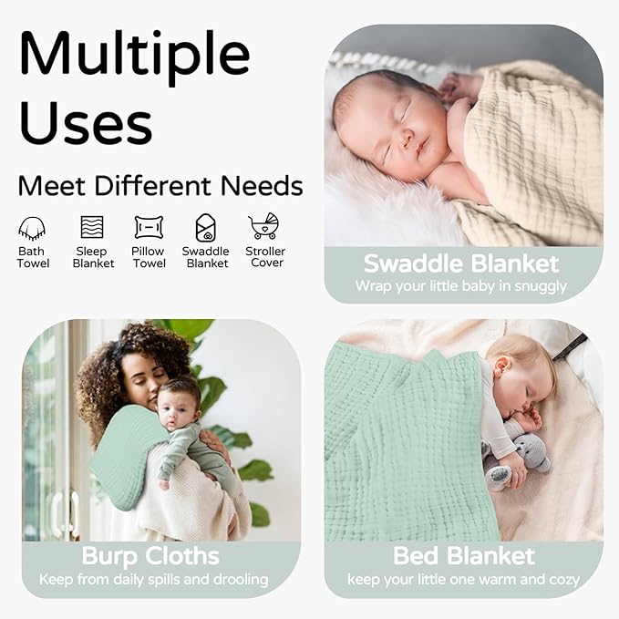 Yoofoss Hooded Baby Towels for Newborn 2 Pack 100% Muslin Organic Cotton Baby - Image 3