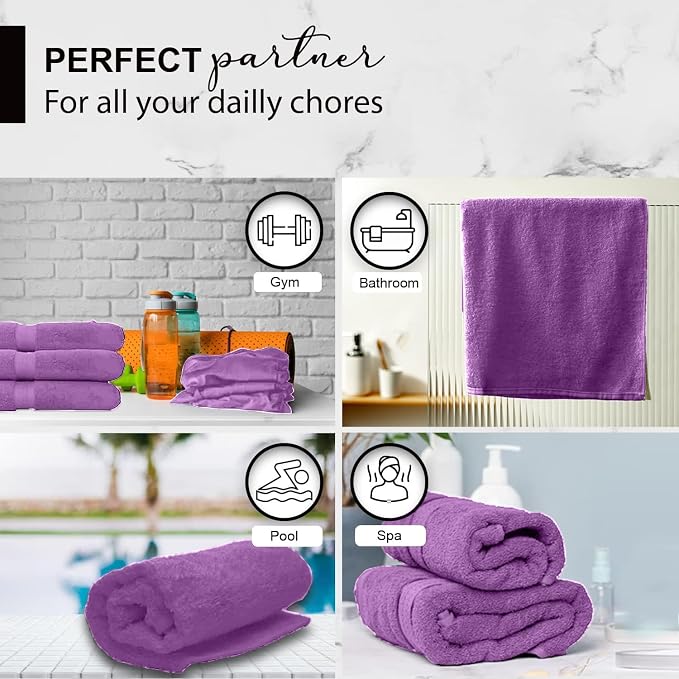 KAHAF COLLECTION 100% Cotton Bath Towels, 24x48 Pack of 6 Towels, Quick Dry - Image 3