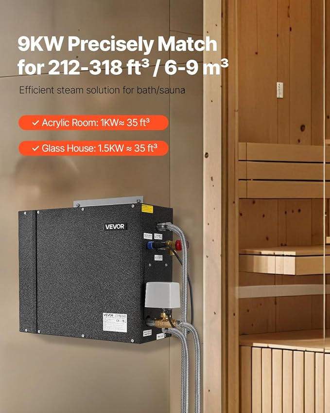 VEVOR Steam Generator, 9 kW Steam Shower System - Image 2
