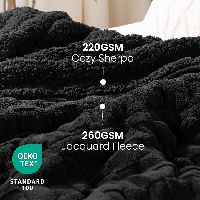 Drewin Weighted Blanket 20 Pounds, 3D Jacquard Checkered Sherpa Weighted - Image 2