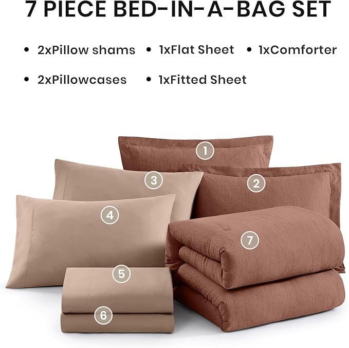 Monbix King Size Comforter Set, Terracotta King Size Bed Set Reversible - Image 7