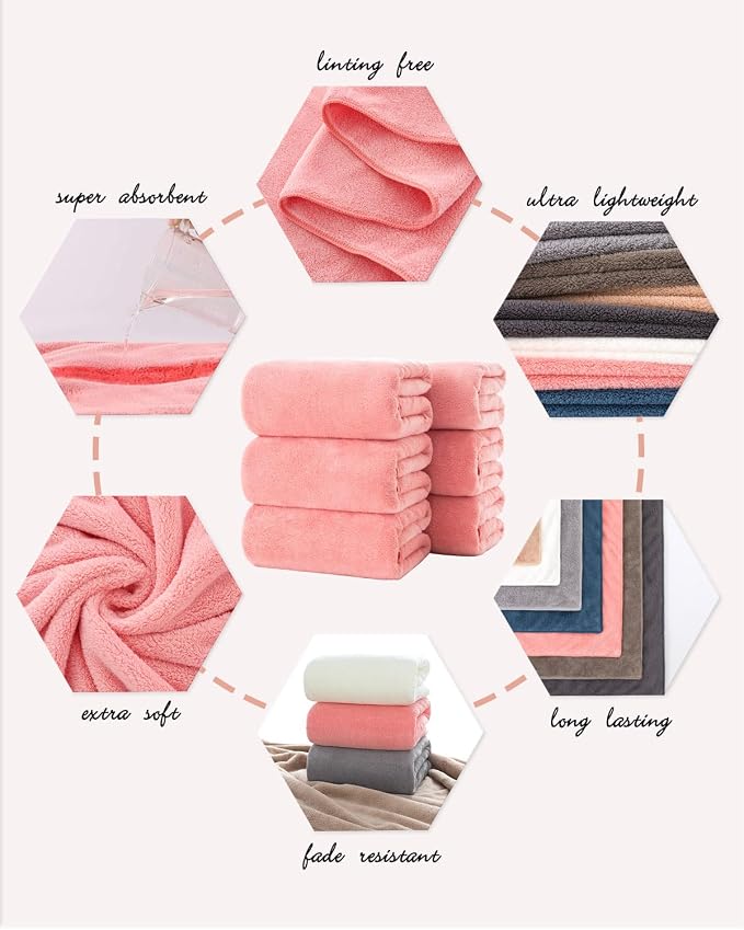 Lumimi Towel Set of 8 Very Soft Microfiber 4 Bath and 4 Hand Towels Quick Dry - Image 2