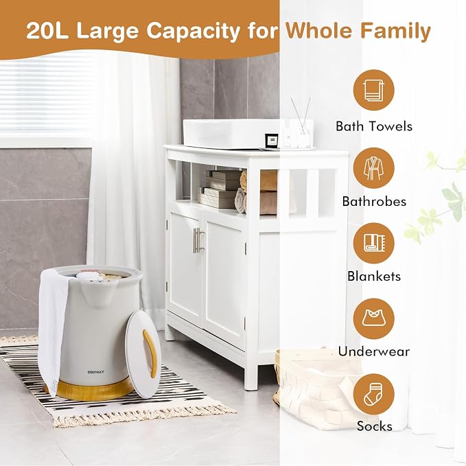 COSTWAY Bucket Style Towel Warmer, Fragrance Holder, Fits up to Two 40” x 70” - Image 4