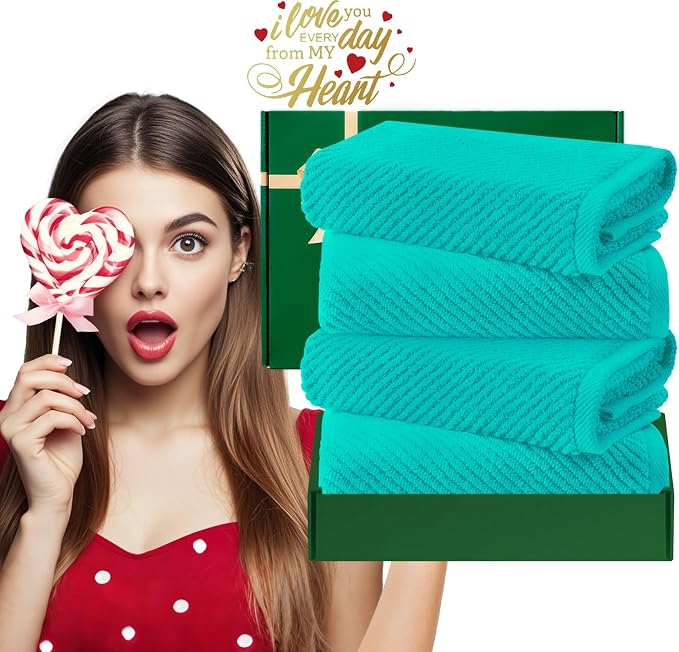 VOOVA & MOVAS Bathroom Hand Towels Set of 4, Large 18"x28" - Image 5