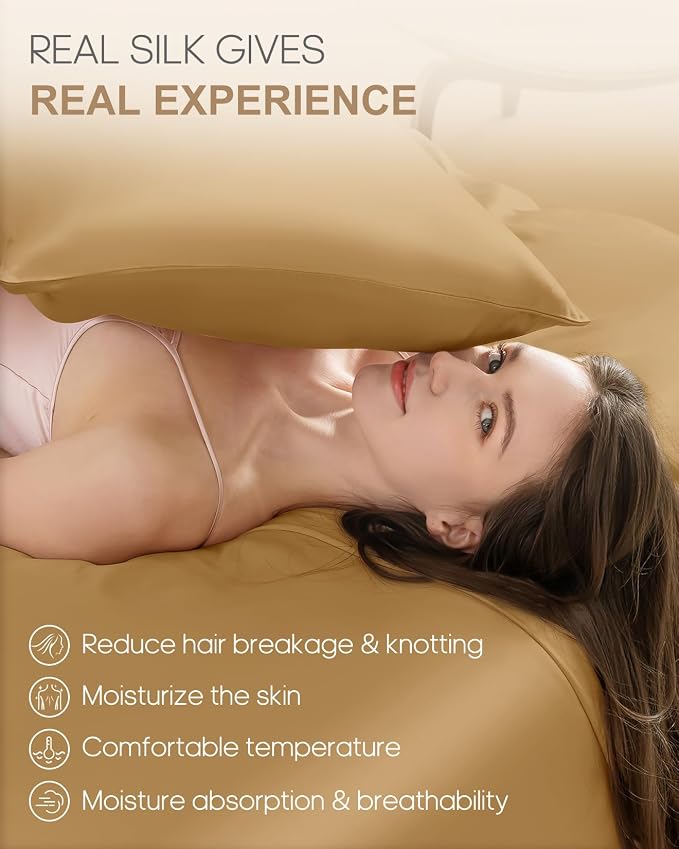 THXSILK Set of 2 100% Pure Mulberry Silk Pillowcases - Image 3