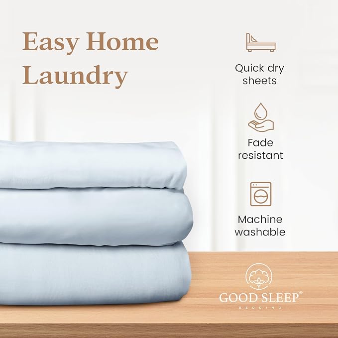 1000 Thread Count Light Blue King Fitted Sheet Only Deep Pocket, Egyptian - Image 5