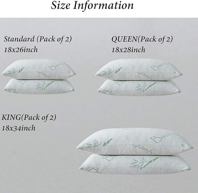 HOXXME King Size Memory Foam Pillows Set of 2, Bed Pillow - Image 4