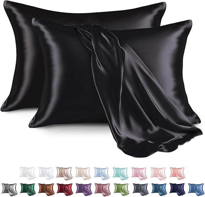 MR&HM Satin Pillowcase for Hair and Skin, Silk Satin Pillowcase 2 Pack by MRHM