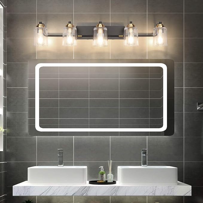 SOLFART Vintage Vanity Lights for Bathroom 5 Light Bathroom Vanity Light Black - Image 6