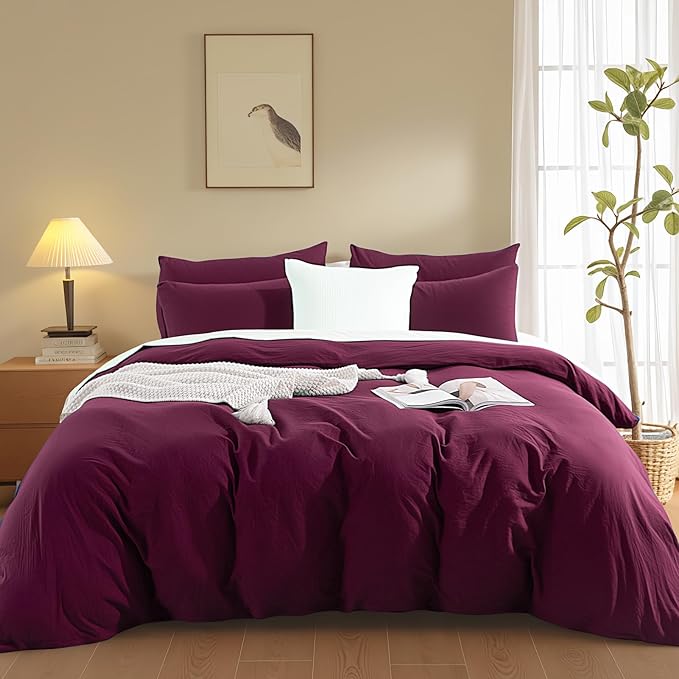 NEXHOME PRO 100% Washed Cotton Duvet Cover Full Size, Ogranic Natural Linen - Image 2