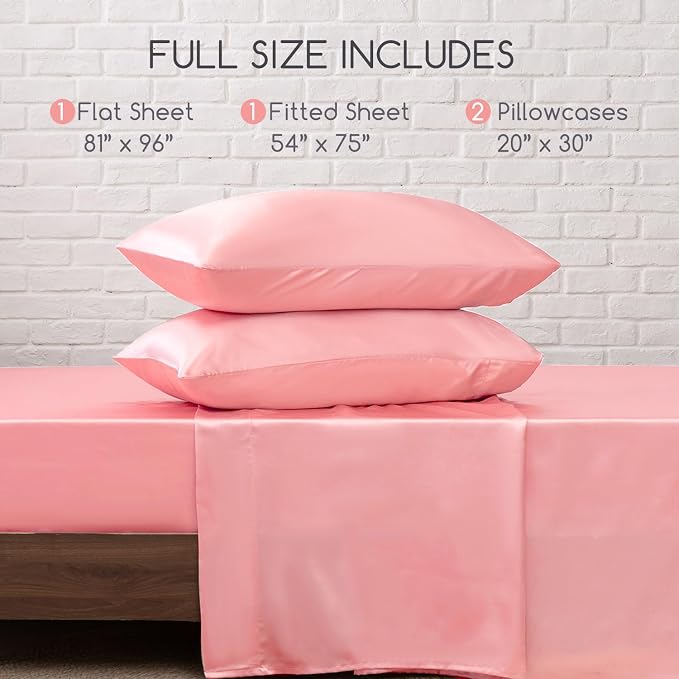 MR&HM Satin Bed Sheets, Full Size Sheets Set - Image 7