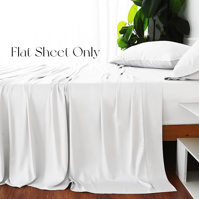 Bamboo Viscose Flat Sheets Only, 400 Thread Count Sateen Weave Cal King Size - Image 4