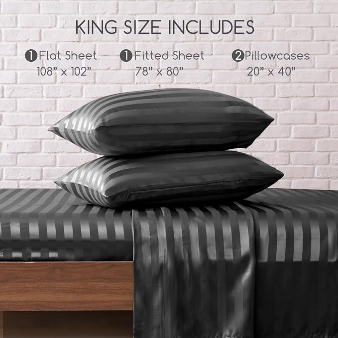 MR&HM Satin Bed Sheets, King Size Sheets Set - Image 2