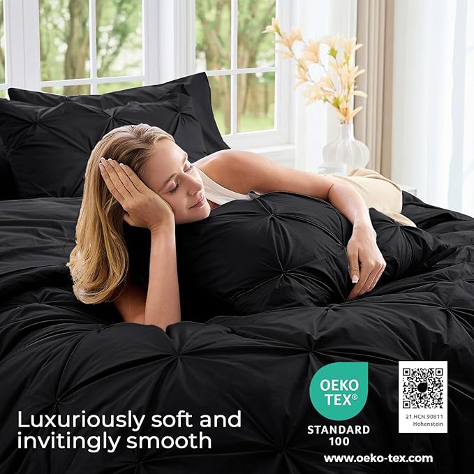 Sasttie King Size Comforter Set, 7-Piece Bed in a Bag, Pintuck Bedding Set - Image 3