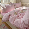 mixinni Pink Gingham Duvet Cover Queen Size by mixinni