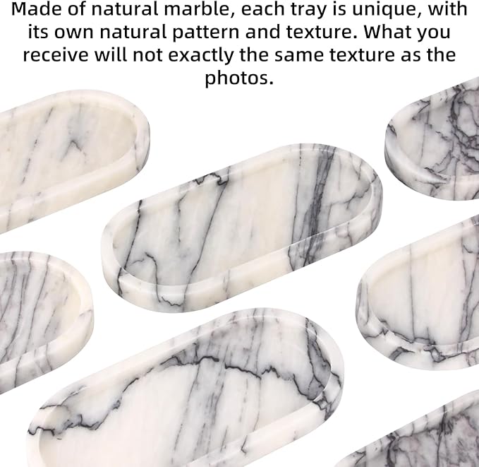 Natural Marble Tray Oval, Bathroom Vanity Tray - Image 4