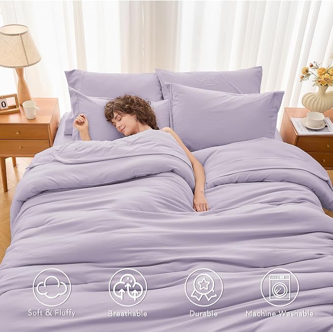 MUXHOMO 7 Pieces King Comforter Set, Soft Bed in a Bag King Size, All Season - Image 2