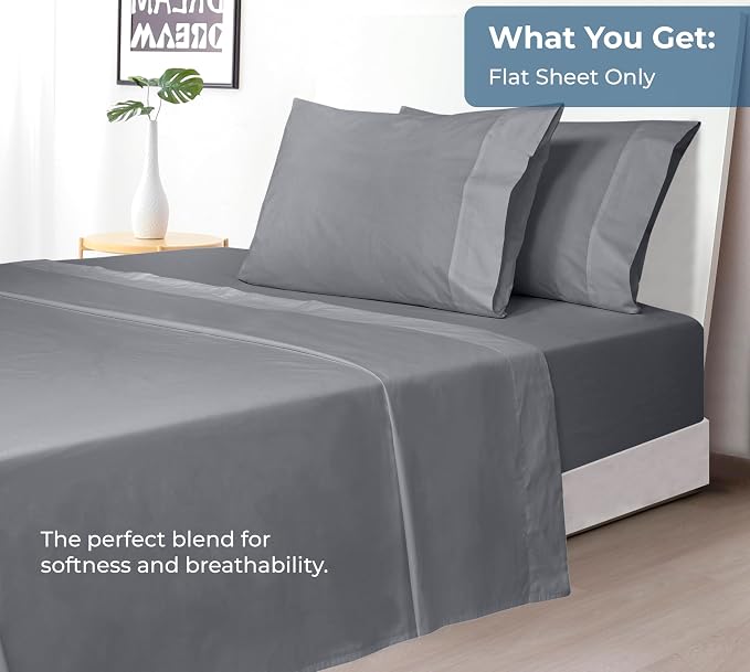 Royale Linens 100% Organic Cotton Twin XL Flat Sheet Only - Image 5