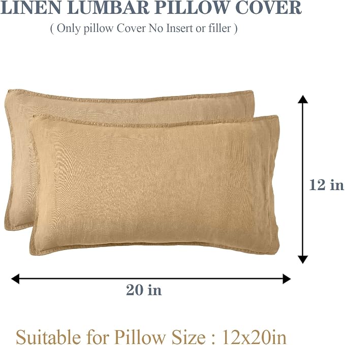 Simple&Opulence 100% Linen Lumbar Pillow Cover 12 x 20 Inches Set of 2 - Image 4