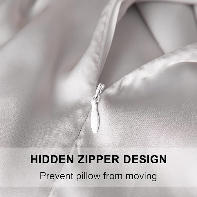 SIYUAN Silk Light Gray Pillowcase, Standard Size, Temperature Regulator - Image 2