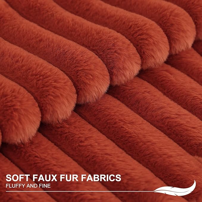 Pallene Faux Fur Plush Fall Throw Pillow Covers 22x22 Set of 2, Luxury Soft - Image 2