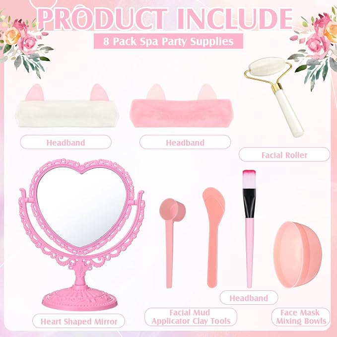 8 Set Spa Party Supplies for Women Spa Party Favors Bulk Include Heart Shaped - Image 2