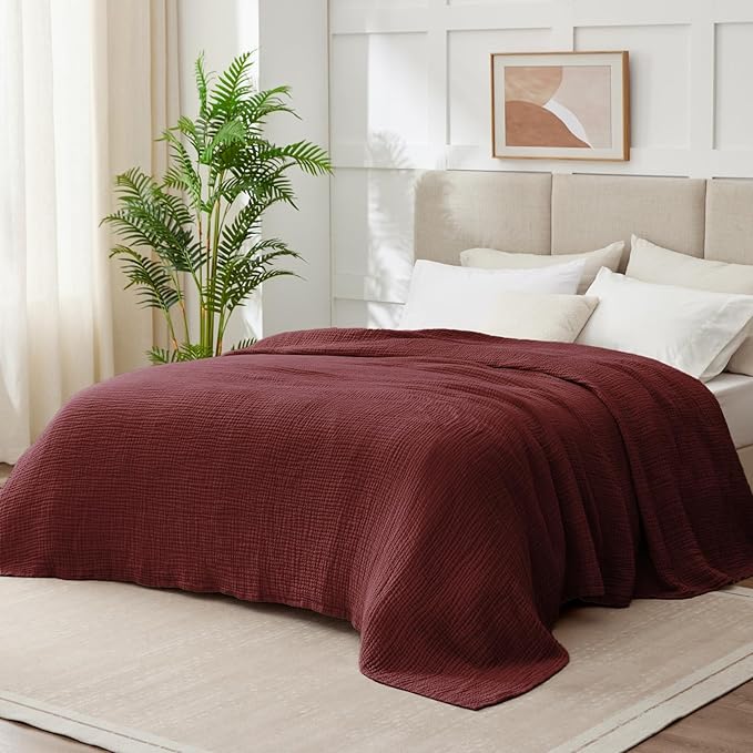 100% Cotton Muslin Blanket King 108" x 90", 6 Layers Breathable and Lightweight - Image 2