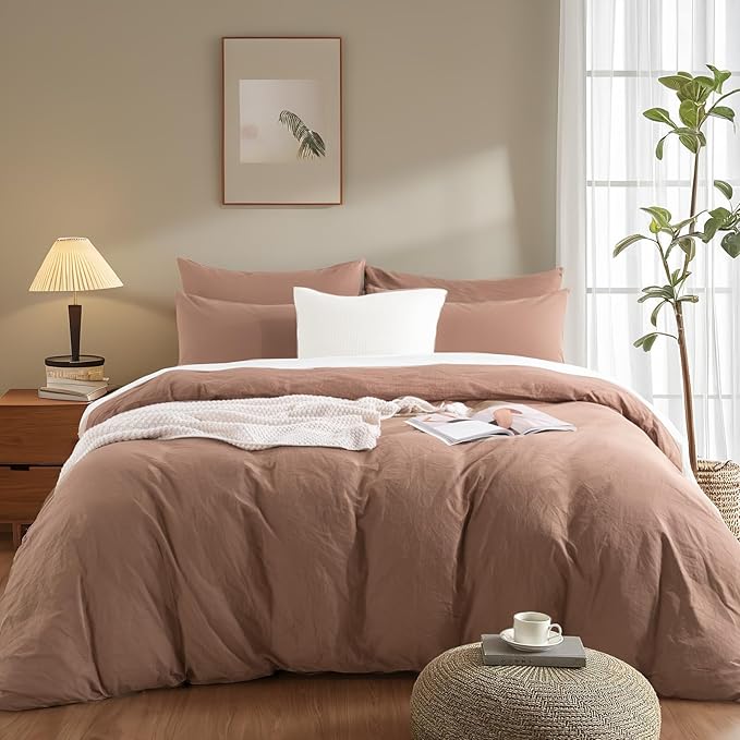 NEXHOME PRO Duvet Cover Set 100% Washed Cotton Super King 108"x98", Organic - Image 2
